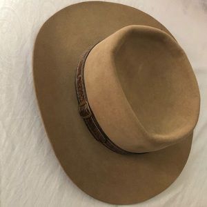 Stetson 3X Beaver Tan Gambler Hat w/ Leather Band